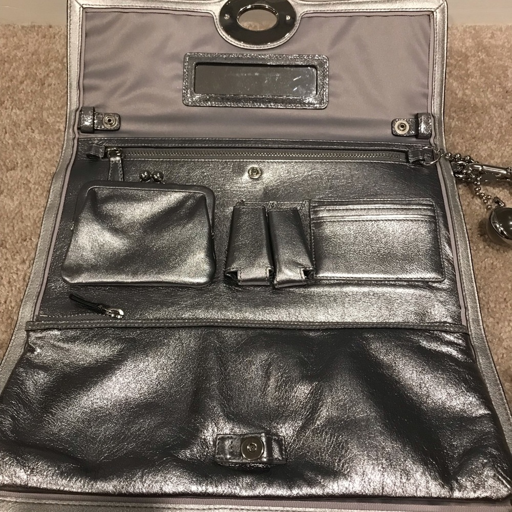 NWOT Silver Coach clutch w/ shoulder strap. - Picture 7 of 7
